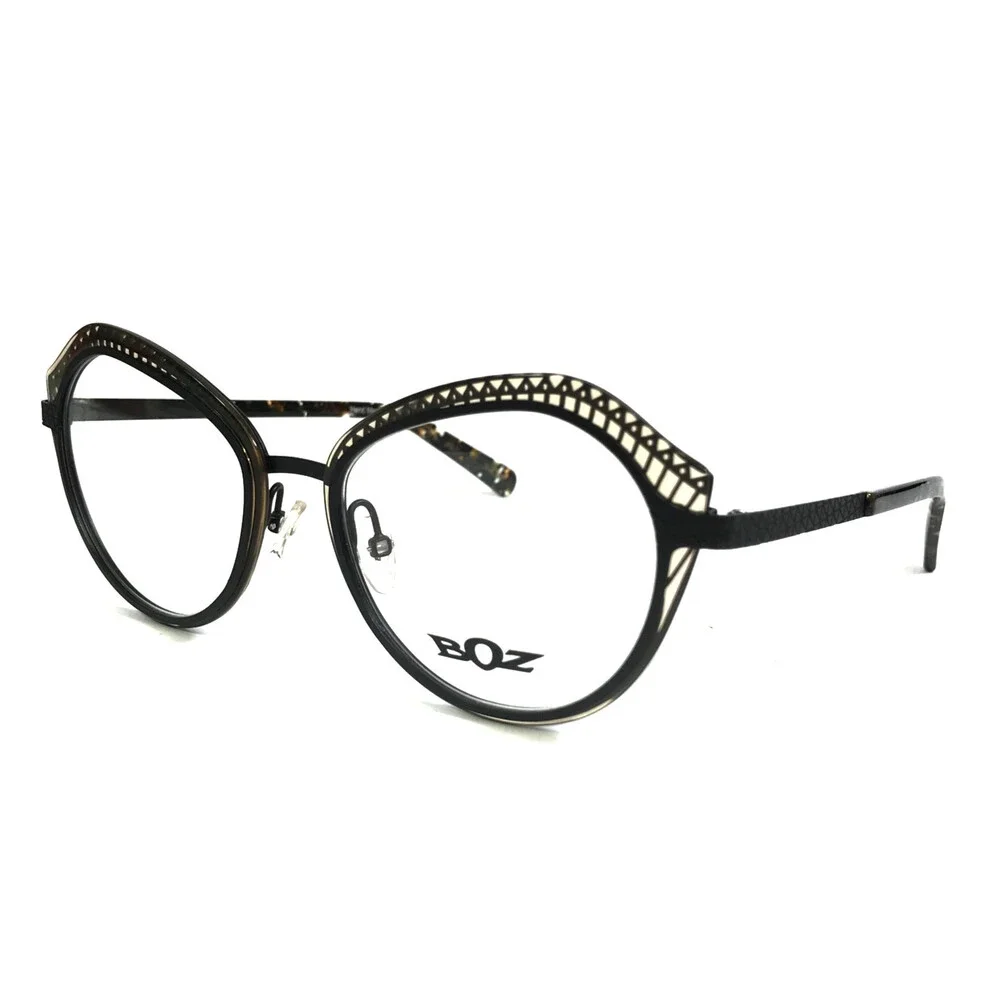 BOZ Eyeglasses Frames IVETTE 5000 Black Clear Beige Cat Eye Full Rim 52-18-140